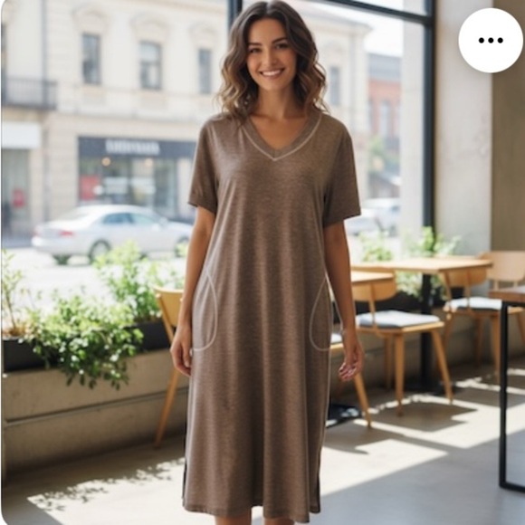 Elegant Grey V-Neck Swim Coverup - Picture 1 of 4